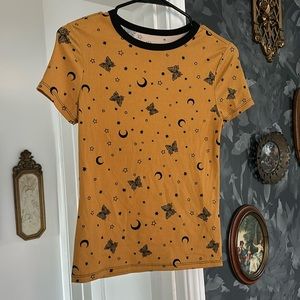 Moon and butterfly fitted tee